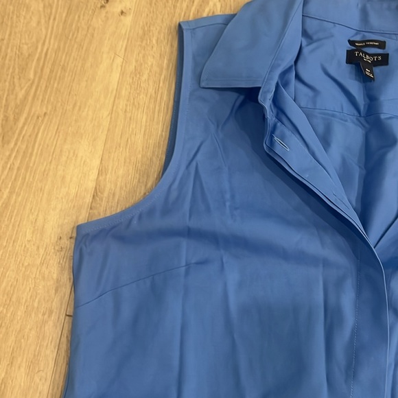 Talbots blue darted front button tank top with collar 4 petite - Picture 4 of 5